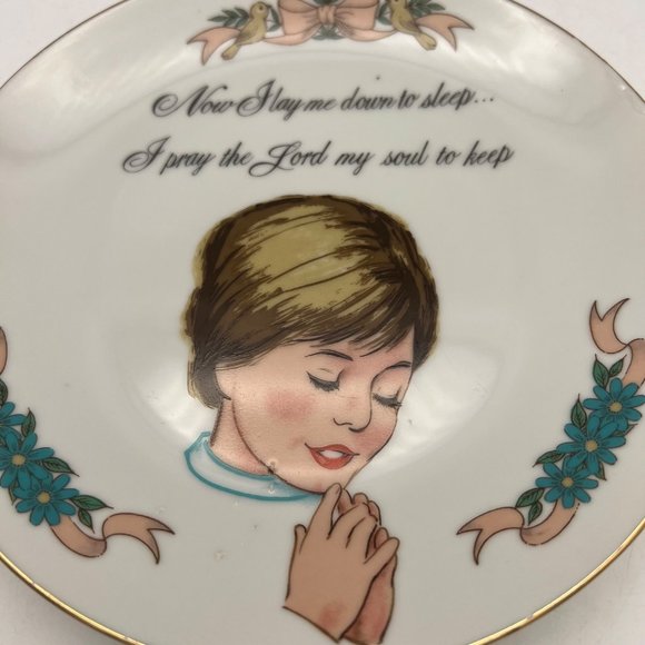 Vintage Collectible Plate Now I Lay Me Down To Sleep Japan 7.25" Religious Theme - Picture 3 of 5